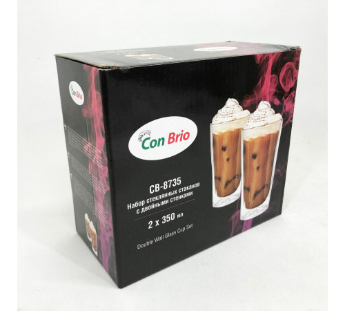 Прозорі чашки з подвійними стінками Con Brio CB-8735-2, Склянки для чаю подвійні GF-36