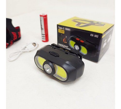 Ліхтар з фіксацією на голові KX-302-LED+2COB, Ліхтар на лоб для будівельних робіт NH-13