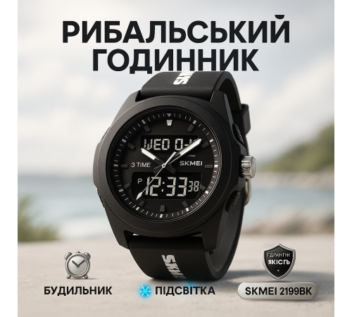 Годинник спортивний армійський SKMEI 2199BK, Чоловічий годинник з пластиковим ремінцем YH-57