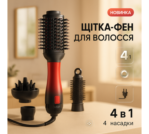 Фен для эффективной укладки волос VGR V-484 4 в 1, Фен для волос с насадками универсальный FO-10