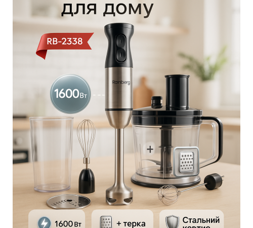 Кухонный блендер комбайн с чашей, Блендер классический для приготовления соусов и десертов EG-84