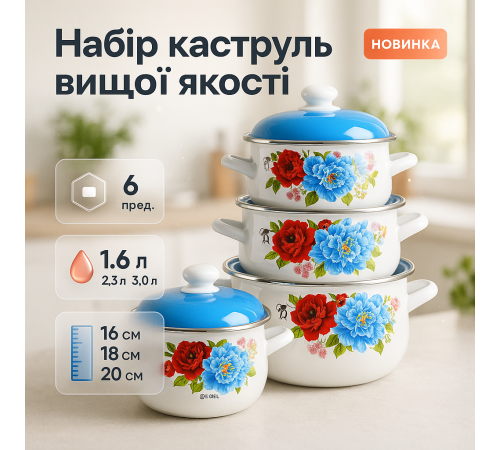 Набір каструль для дому з антипригарним покриттям, Комплект металевих каструль Набір для плит FR-85