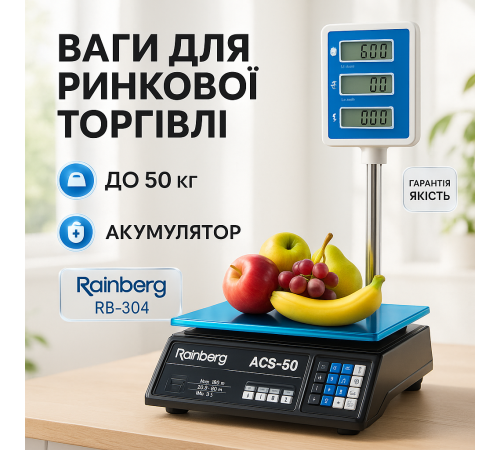 Весы для склада Rainberg RB-304 50кг, Весы торговые для бизнеса торговые электрические RF-81