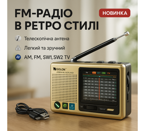 Радіоприймач від мережі 220 аналоговий, Приймач ретро стиль, Радіоприймач ретро AM FM BK-98