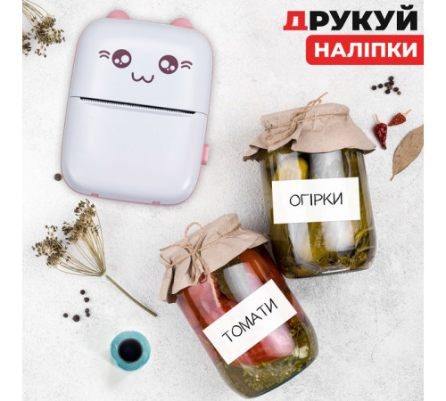 Портативний мініпринтер Mini printer з Bluetooth для термодруку без чорнила зі смартфона. Колір: рожевий KD-22 за 659 грн