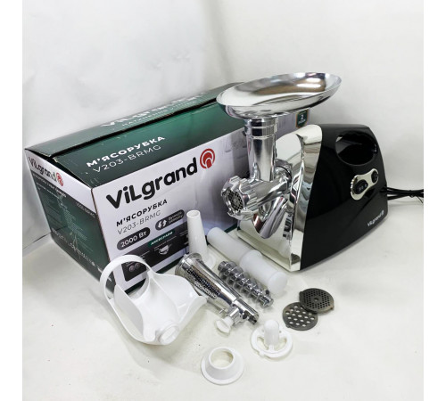 Мясорубка с шинковкой кубиками ViLgrand V203-BRMG 2000Вт, Бытовая кухонная мясорубка электрическая PN-57