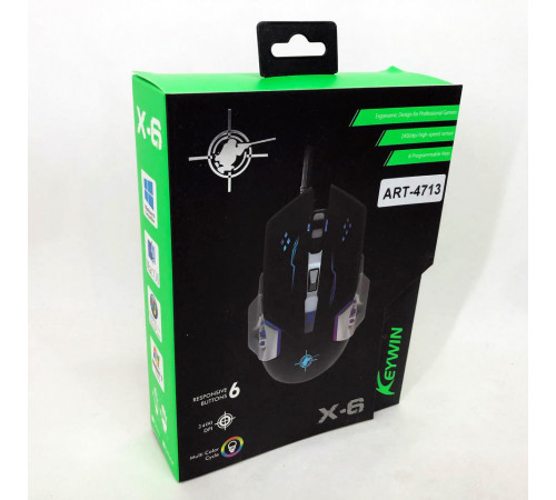 Игровая мышка с подсветкой Gaming Mouse X6 / Мышка для ноутбука / Проводная компьютерная мышь WH-13