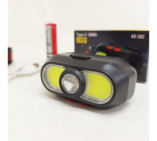 Ліхтар з фіксацією на голові KX-302-LED+2COB, Ліхтар на лоб для будівельних робіт NH-13