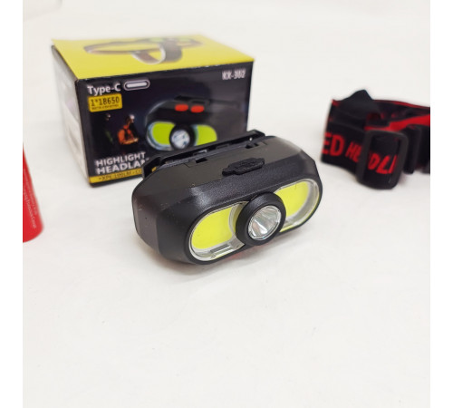 Ліхтар з фіксацією на голові KX-302-LED+2COB, Ліхтар на лоб для будівельних робіт NH-13