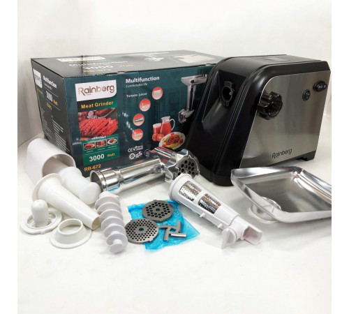М'ясорубка кухонна шнекова Rainberg RB-672 3000W, М'ясорубка з легким чищенням 'ясорубки для ковбаси SL-89