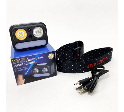 Налобный светодиодный фонарь для ночных прогулок 2069-XPG+XPG+5SMD Motion sensor, Головной фонарик FK-44