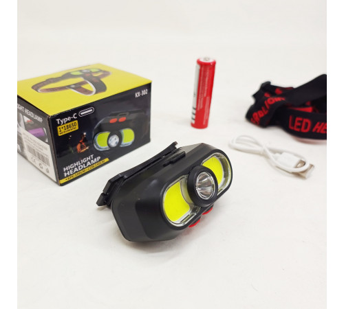 Ліхтар з фіксацією на голові KX-302-LED+2COB, Ліхтар на лоб для будівельних робіт NH-13