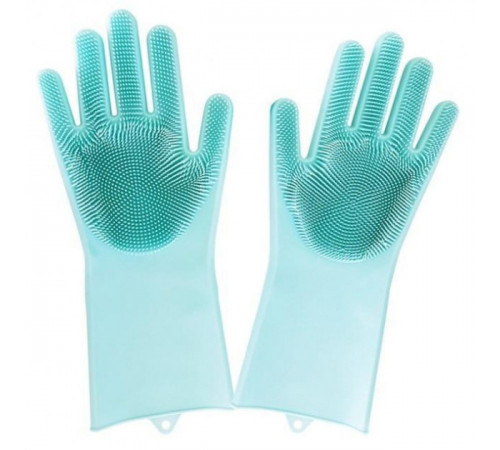 Силиконовые перчатки Magic Silicone Gloves для уборки чистки мытья посуды для дома. Цвет: бирюзовый LP-36