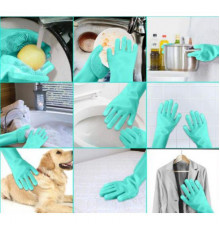 Силіконові рукавички Magic Silicone Gloves Pink для прибирання чистки миття посуду для будинку. Колір: бірюзовий LP-36