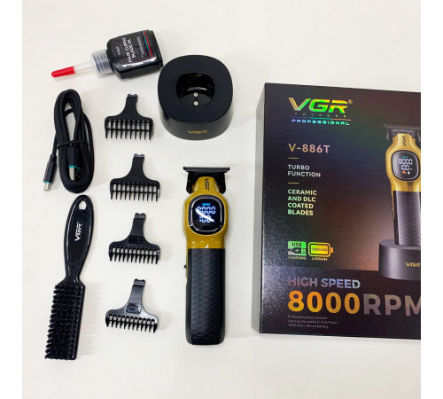 Машинка для разных стрижек аккумуляторная VGR V-886T GOLD, Машинка для стрижки с множеством насадок FW-11