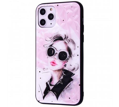 Чехол для Apple Iphone 11 Pro женщина в очках. Цвет: розовый BA-34