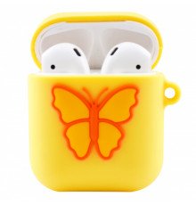 Чохол для AirPods силіконовий з метеликом жовтий UF-60