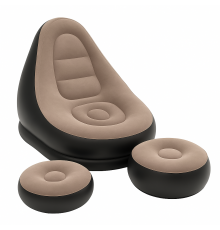 Надувне крісло з пуфом для відпочинку AIR SOFA велюрове PN-97