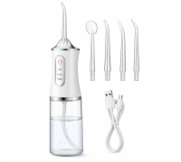 Іригатор для чищення зубів та порожнини рота Oral Irrigator з акумулятором та змінними насадками White GJ-76