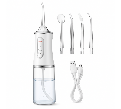 Іригатор для чищення зубів та порожнини рота Oral Irrigator з акумулятором та змінними насадками White GJ-76