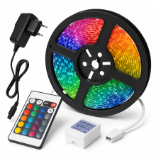 Светодиодная лента SMD 3528 RGB 5м с пультом и блоком питания гирлянда WM-91
