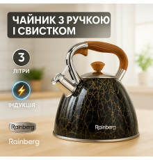 Чайник нержавейка со свистком бытовой Rainberg RB-2311 3л, Чайник для газовой комфорки TS-45