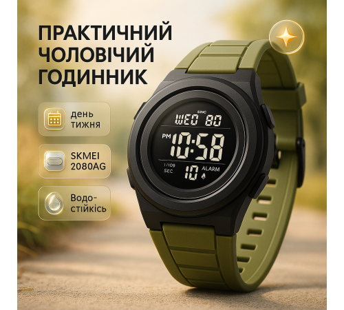 Військовий годинник з секундоміром SKMEI 2080AG, Спортивно-тактичний годинник Спецназ ZQ-63 за 533 грн