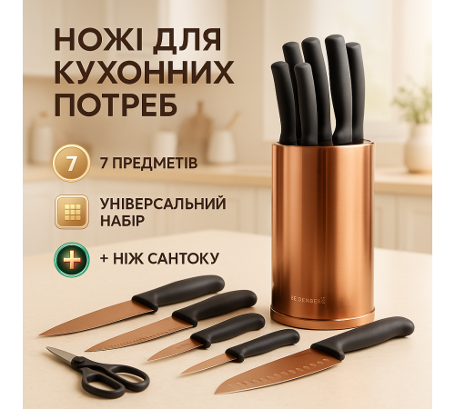 Наборы ножей, Кухонный набор ножей для нарезки Качественный набор с подставкой ZC-41