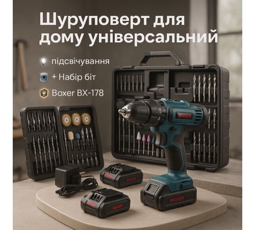 Шуруповерт с набором инструментов в пластиковом кейсе, Шуруповерт с кейсом Набор JW-38