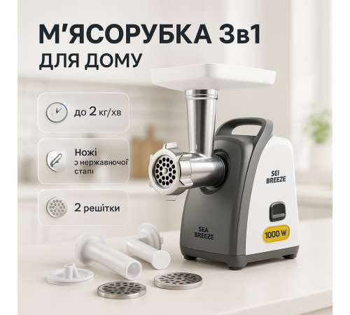 М'ясорубка 3 в 1 SeaBreeze SB-003, М'ясорубка з високою продуктивністю 'для приготування RB-23