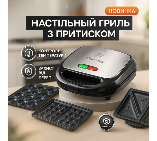 Гриль контактний притискний для шаурми Domotec MS-7706 1000Вт, Електрична бутербродниця для дому WV-95