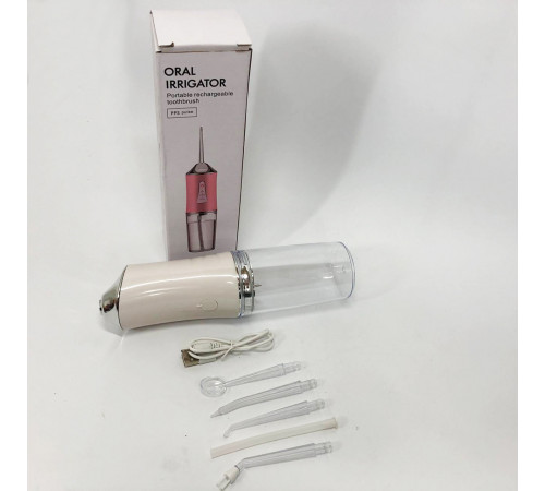 Іригатор для чищення зубів та порожнини рота Oral Irrigator з акумулятором та змінними насадками White GJ-76