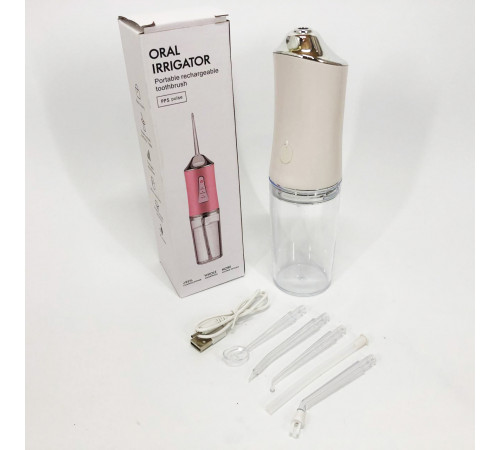 Іригатор для чищення зубів та порожнини рота Oral Irrigator з акумулятором та змінними насадками White GJ-76