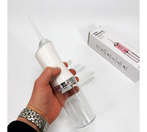 Іригатор для чищення зубів та порожнини рота Oral Irrigator з акумулятором та змінними насадками White GJ-76