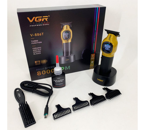 Машинка для разных стрижек аккумуляторная VGR V-886T GOLD, Машинка для стрижки с множеством насадок FW-11