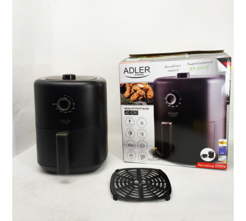 Аэро-фритюрница без масла с таймером Adler AD 6310 2200Вт 3Л, Безмасляная фритюрница с таймером PS-40