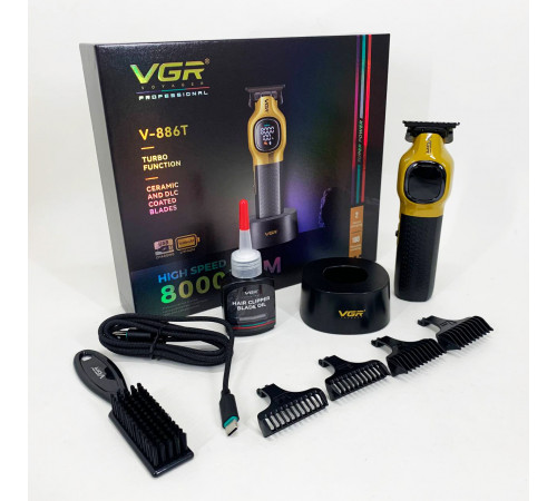 Машинка для разных стрижек аккумуляторная VGR V-886T GOLD, Машинка для стрижки с множеством насадок FW-11