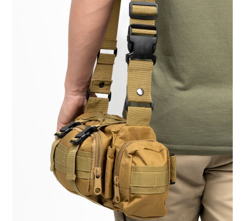 Сумка - підсумок тактична поясна Tactical військова, сумка нагрудна з ременем на плече 5 літрів кордура LU-33