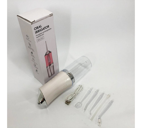 Іригатор для чищення зубів та порожнини рота Oral Irrigator з акумулятором та змінними насадками White GJ-76