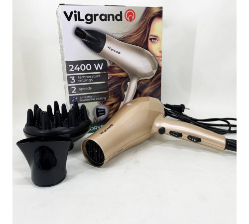 Фен для волосся 2 режими температури VILGRAND VHD 2424TI 2400 Вт, Фен для укладання локонів IA-58 за 1242 грн