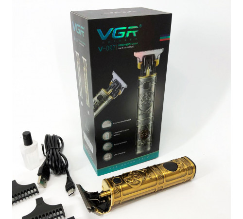 Набор для стрижки с зарядкой VGR V-097, Профессиональная машинка для стрижки волос с насадками LG-67