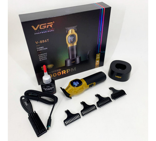 Машинка для разных стрижек аккумуляторная VGR V-886T GOLD, Машинка для стрижки с множеством насадок FW-11