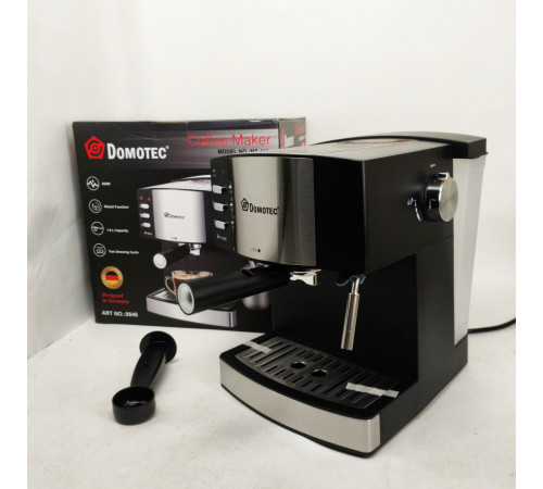 Рожкова кавоварка для дому та офісу Domotec, Кавоварка для еспресо без зайвих витрат XU-42