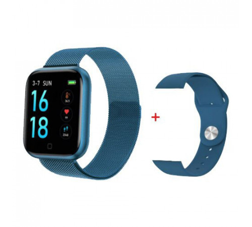 Smart Watch T80S, два браслета, температура тела, давление, оксиметр. Цвет: синий ED-10