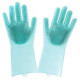 Силиконовые перчатки Magic Silicone Gloves для уборки чистки мытья посуды для дома. Цвет: бирюзовый MS-57