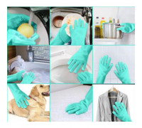Силіконові рукавички Magic Silicone Gloves Pink для прибирання чистки миття посуду для будинку. Колір: бірюзовий MS-57