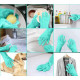 Силиконовые перчатки Magic Silicone Gloves для уборки чистки мытья посуды для дома. Цвет: бирюзовый MS-57
