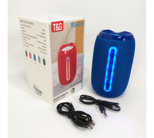 Аккумуляторная переносная колонка TG653, Блютуз-колонка с usb-портом, Блютуз колонка с лед подсветкой JL-77