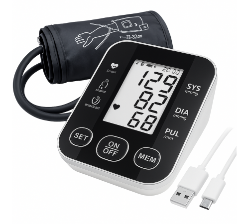 Автоматичний тонометр для вимірювання тиску з роботою від батарей USB РК-дисплеєм індикатором заряду VX-40