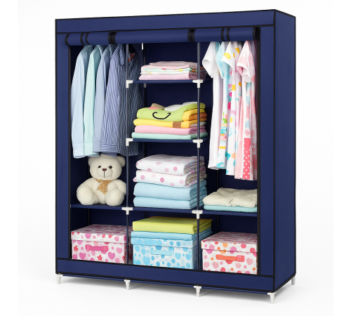 Складной текстильный шкаф для одежды WARDROBE, Портативный сборной шкаф для белья одежды и обуви OI-15